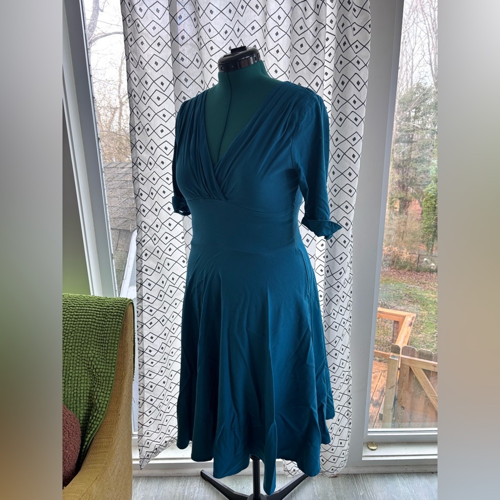 Unique Vintage Delores swing midi dress dark teal size large